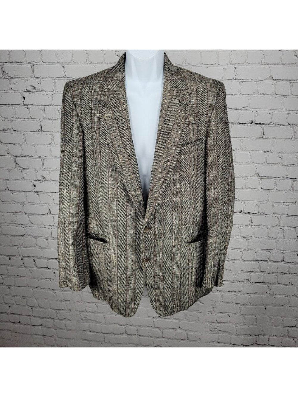 Profilo White Black Striped 2 Button Ventless Notch Blazer Sport Coat Italy 40